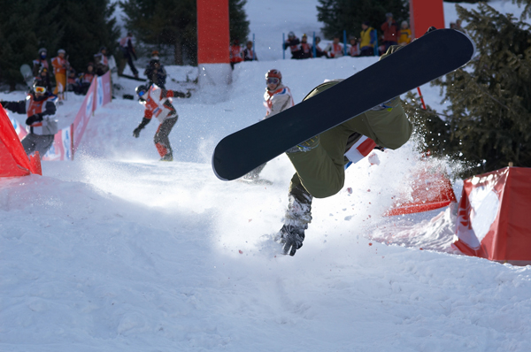 snowboarder in the air during a competition